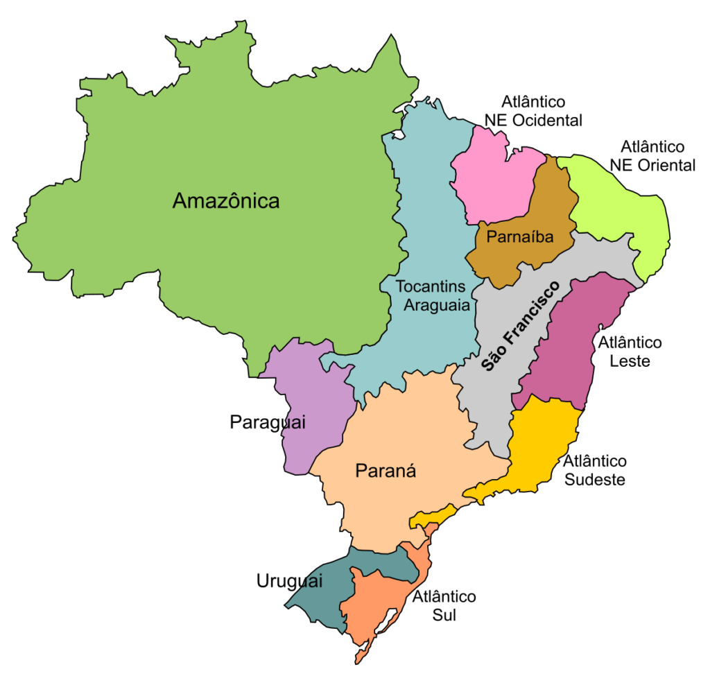 Bacias hidrográficas - regionalização do Brasil
