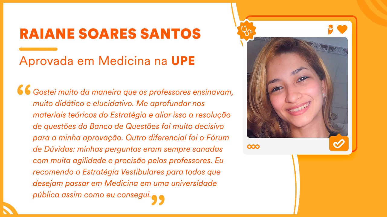 Aluno do Estratégia Vestibulares aprovado de Medicina na UPE Raiane Soares